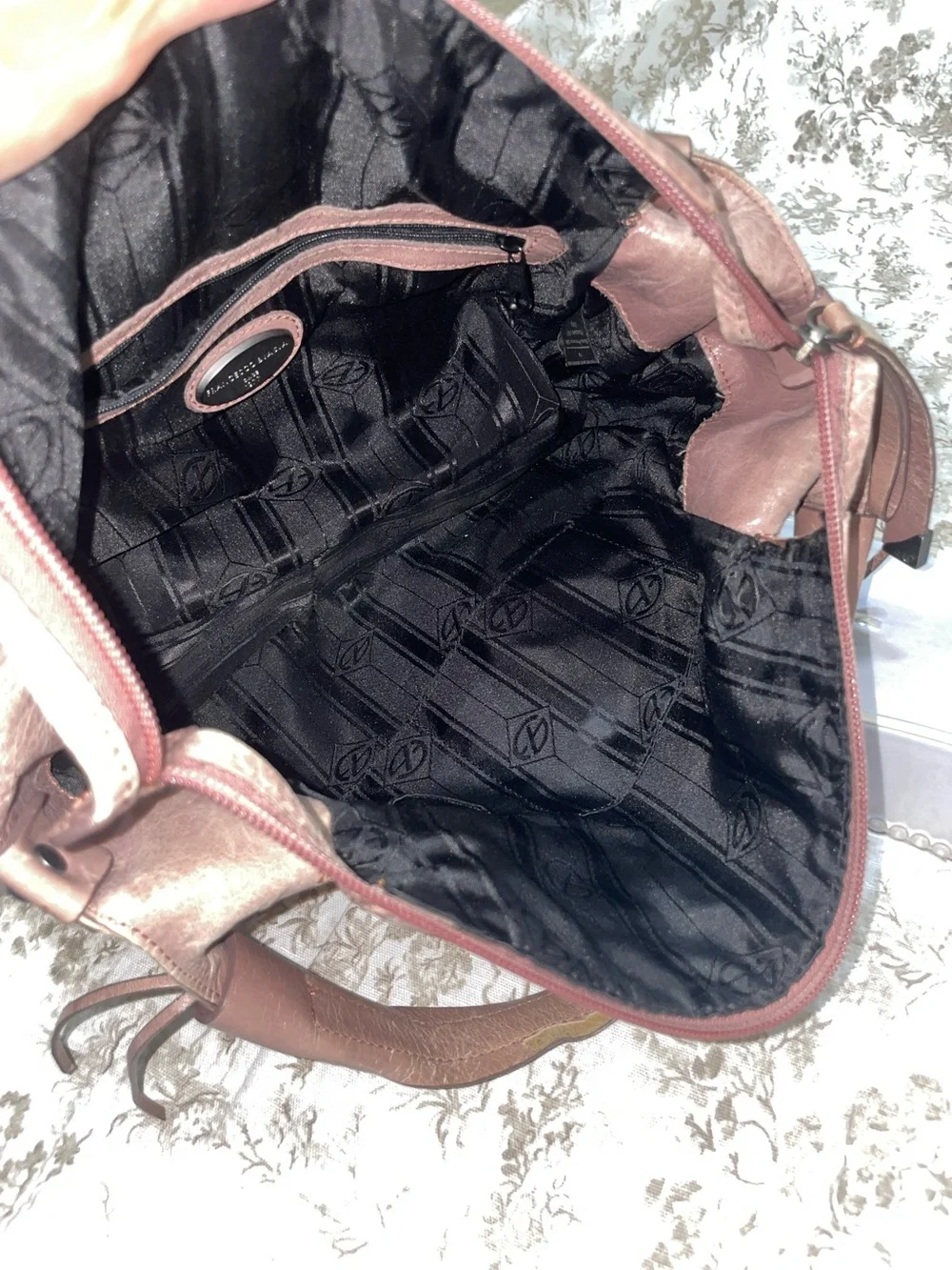 Francesco Biasia Metallic Rose Pink Leather Hobo Bag